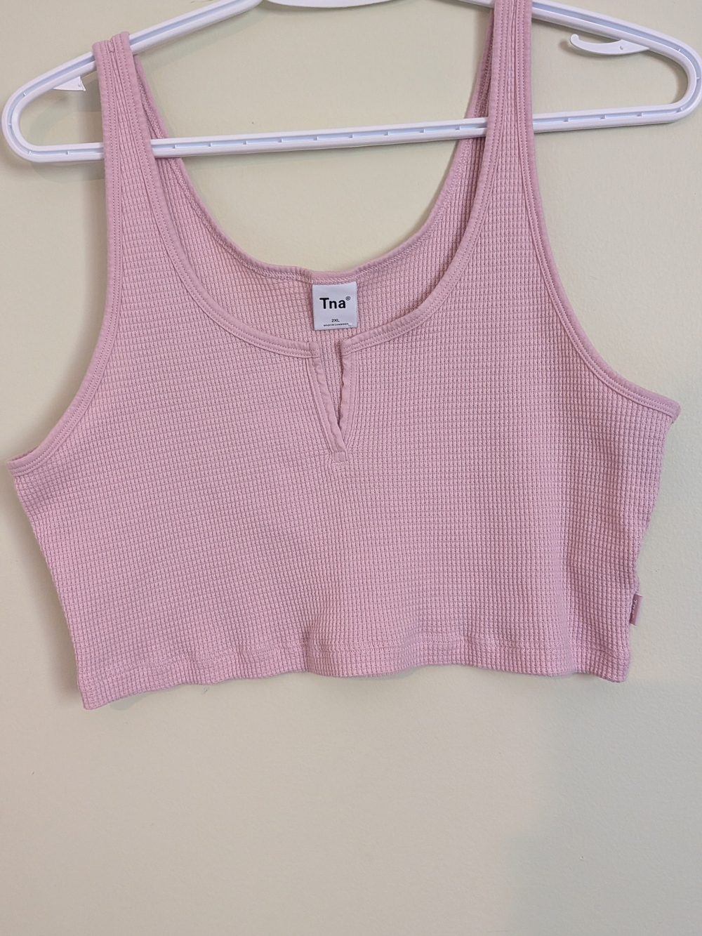 TNA Light Pink Waffle Knit Cropped Tank